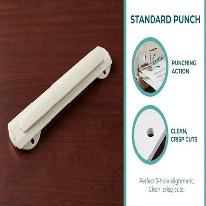 10-Inch Ruler with 3-Hole Punch for Binder, White - color: White