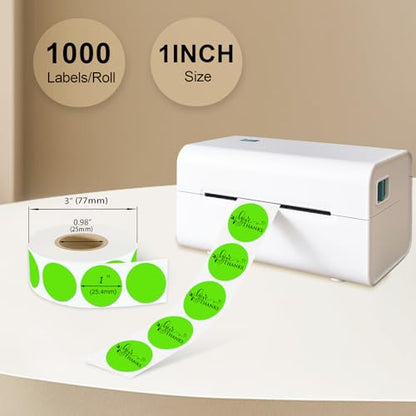 1 Inch Round Thermal Sticker Labels,Color Dot Stickers,Label Stickers,Waterproof,Oil Proof,for Thermal Printers,DIY,Office,Retail,Home and Warehouse Organization(Light Green,1000 Pcs) - color: Light Green