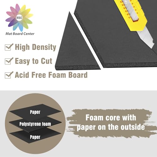 Mat Board Center, Pack of 10 Acid-Free Foam Boards, 13x19 inch Black Foam Boards, 3/16" Thick - color: Black, size: 13x19