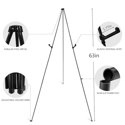 RRFTOK 63'' Instant Easel,Easel Stand for Display,Art, and Crafts,Foldable Portable Ground Easel for Wedding Banner and Poster Display Stand,Easel Display Metal Tripod with Portable Bag. - style: 63B 4pack