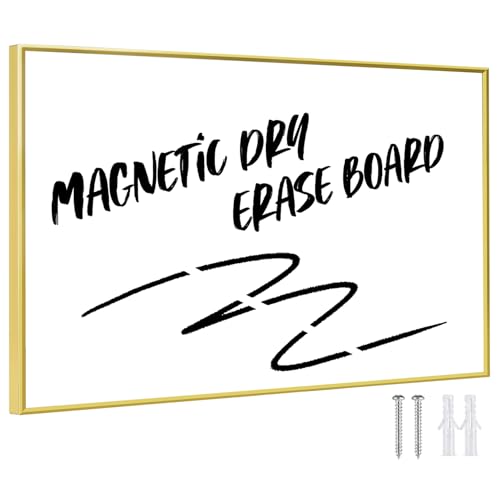 Dry Erase White Board, 8"x 13" Gold Aluminum Frame Magnetic Whiteboard for Wall Office/School/Home, Hanging Board for Decoration/Planning/Kitchen Grocery List/Drawing/Memo（BB-Gold-2033） - size: 8"W x 13"H