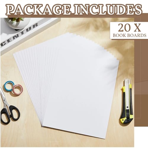 20 Pcs Book Board, Binders Board Chipboard Designer Bookboard Kraft Heavy Duty Chipboard Sheets Bookbinding Supplies for Book Binding Cover (White,7 x 5 Inch 50pt) - color: White, size: 7 x 5 Inch 50pt