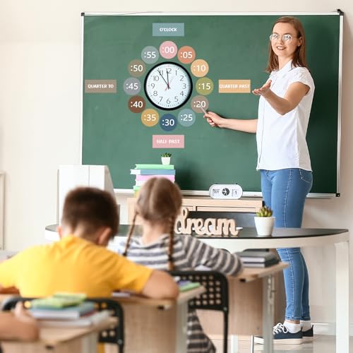 Boho Rainbow Clock Numbers Bulletin Board Kits, Telling Time Teaching Clock for Kids Labels, Learning to Tell Time Cutouts for Elementary Math Classroom Must Haves (Boho) - color: Boho