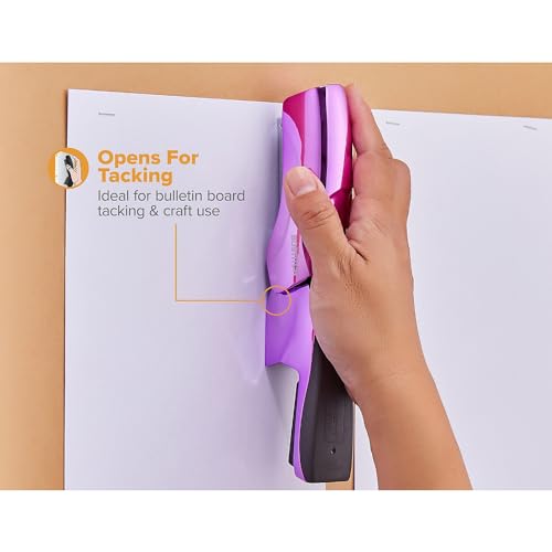 Bostitch Office Heavy Duty Stapler, 40 Sheet Capacity, No Jam, Half Strip, Fits into the Palm of Your Hand, For Classroom, Office or Desk, Metallic Purple - color: Metallic Purple, style: Compact