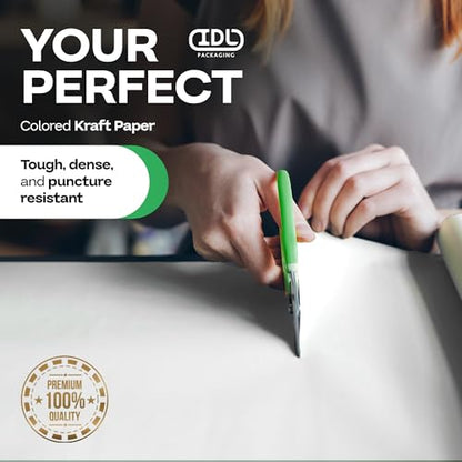 White Kraft Paper Roll 12" x 8640" (720 feet) for Packing, Moving, Shipping, Crafts - USA-Made Heavy Duty Craft Paper 50lb Thickness - 100% Recyclable Natural Kraft Wrapping Paper by IDL Packaging - color: White, size: 12"x720' (#50 Thick)