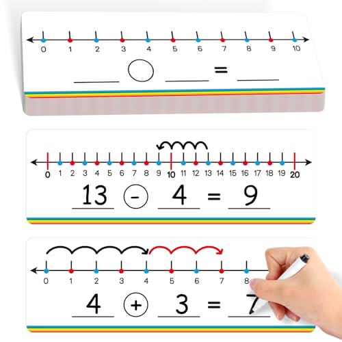 Aizweb 28 Pack Number Line Dry Erase Board Card,12" x 3.9" Small Whiteboard Math Manipulatives Addition Subtraction Game for Student Classroom Must Have Homeschool Teacher Supplies Learning Activities - style: 28 Pack Number Line