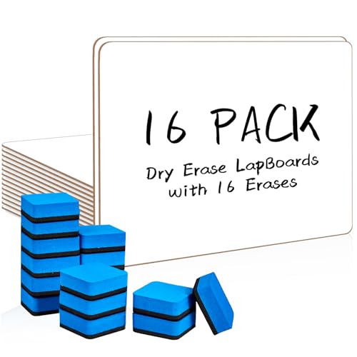 Dry Erase LapBoards, PANDRI 16 Pack Double Sided 12.5 x 9 Inch Whiteboards with 16 Erasers, Dry Erase Boards for Office Students Classroom Teacher Supplies - size: 16 PACK