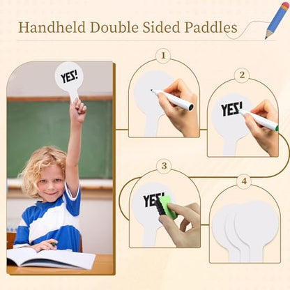 50 Pieces Dry Erase Answer Paddles Mini White Boards Handheld Double Sided Paddles Dry Erase Paddles Auction Padles for Students Classroom Teaching Voting and Answers