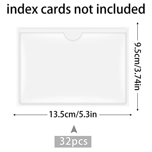 Antner 32 Pack Self-Adhesive Index Card Pockets for 3" x 5" Card, Clear Plastic Labels Holders Top Open for Loading Card Holder for Storage Bins, Library and Locker (3.74 x 5.3 Inches) - size: 3" x 5" - 32PCS