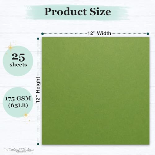 Cardstock Warehouse Pop-Tone Gumdrop Green Cardstock Paper – 25 Sheets, 12 x 12" - 65 lb / 175 GSM Premium Green Card Stock for Die-cutting, Crafts, Scrapbooking, Card Making and DIY Projects - color: Gumdrop Green