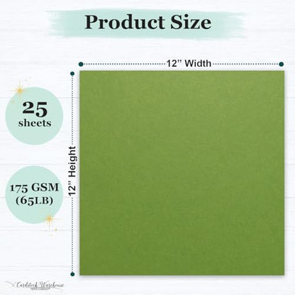 Cardstock Warehouse Pop-Tone Gumdrop Green Cardstock Paper – 25 Sheets, 12 x 12" - 65 lb / 175 GSM Premium Green Card Stock for Die-cutting, Crafts, Scrapbooking, Card Making and DIY Projects - color: Gumdrop Green