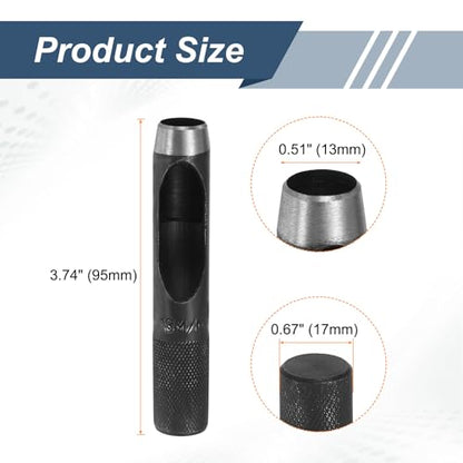HARFINGTON Leather Hole Punch 13mm Hollow Round Hole Puncher Cutter Carbon Steel Tool for Watch Cloth Belt Gaskets DIY Leather Craft Repair, Black - size: 13mm