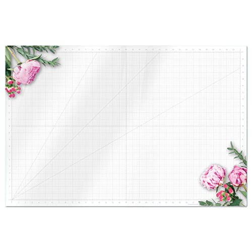 GLASSBOARD STUDIO Glass Craft Mat - Magnetic, Heat & Scratch Resistant - For Crafting, Cutting, Painting, Mixed Media Artwork - Grid Lines, Non-Slip Rubber Feet (Floral 24"L x 36"W) - color: Floral, size: 24"L x 36"W