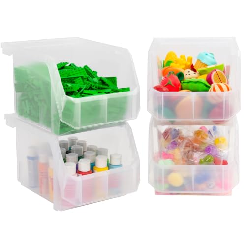 ReadySpace Plastic Containers for Organizing and Storage Bins for Drawers, Desks, Office Organization, and Garage, Stackable Bins, Medium-Tall (7" x 11" x 8"), 4-Pack, Black - color: Clear, size: Medium-Tall, 4-Pack
