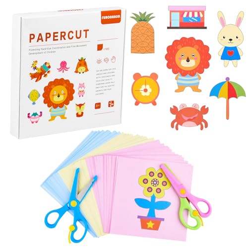 ASTARON Kids Safety Scissors - 100 Pcs Paper Cutting, Preschool Training, Art Craft Plastic Scissors for School and Scrapbooking
