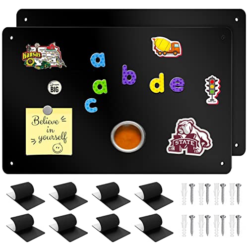 2Pack Magnetic Board,17.1" x 11.8" Magnet Display,for Magnets and Bulletin Board,Suitable for Wall, Refrigerator, Compartment, Cabinet etc,Comes with Dual Lock Tape for Easy Hanging (Black - color: Black, size: 17.1"W x 11.8"H - 2 Pack