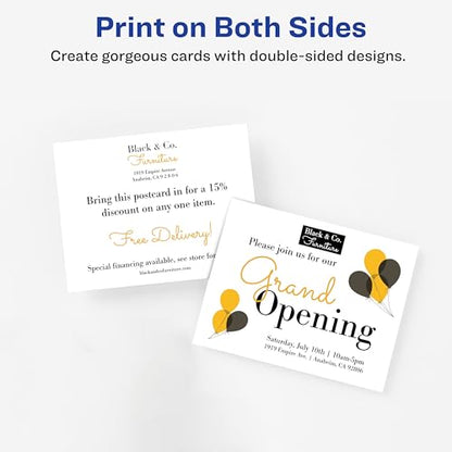 Avery Printable Postcards, 4.25" x 5.5", Matte White, 200 Blank Postcards for Inkjet Printers (8387) - size: 4.25" x 5.5"