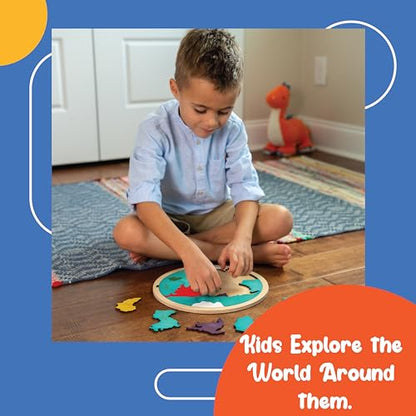 7 Continents & 5 Oceans of the Earth Wooden Jigsaw Puzzle for Kids | 21 Puzzle Pieces | Learning & Educational Toy Gift for Boys & Girls Ages 4 Years and Above - style: World Map - Continents and Oceans