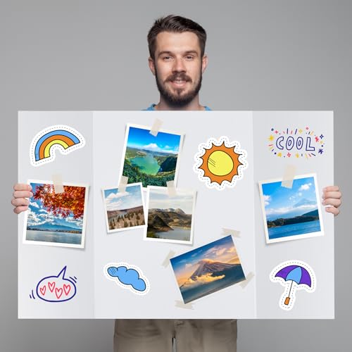 4 Pack Trifold Poster Board, 28x40 Inches White Presentation Board, Portable Display Board for Science Fair, School DIY Project and Business Exhibitions - size: 28x40, style: 4 Pack