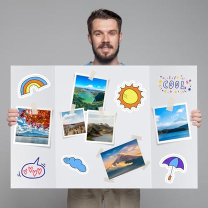4 Pack Trifold Poster Board, 28x40 Inches White Presentation Board, Portable Display Board for Science Fair, School DIY Project and Business Exhibitions - size: 28x40, style: 4 Pack