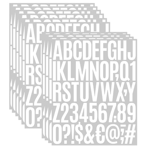 2 Inch Large Vinyl Letter & Number Stickers – 10 Sheets of Self-Adhesive Alphabet, Mailbox Numbers & Symbols for Bulletin Boards, Crafts, Windows, Doors, Classroom & Home Decor –White - color: White, size: 2 inch