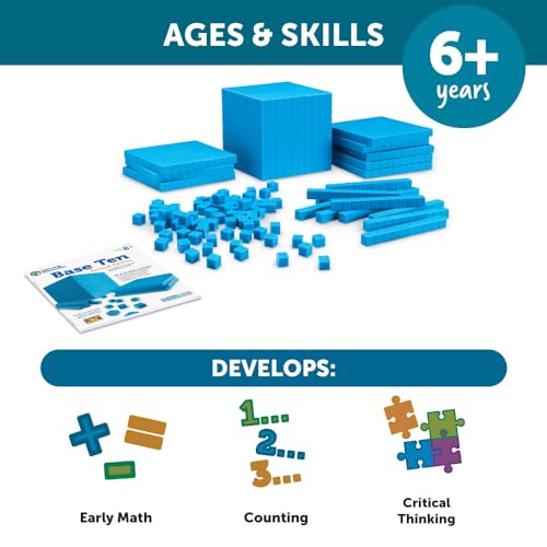 Learning Resources Plastic Base Ten Starter Set - 1st Grade Math Manipulatives for Elementary School Classroom, Learn Place Value, Base 10 Blocks for Math, Kids Counting Blocks and Teacher Supplies