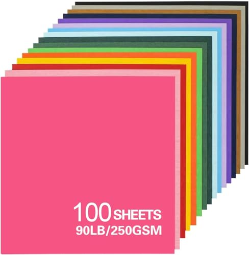 12x12 Cardstock 100sheets Colored Cardstock Assorted 24 Colors, 90 lb/250 gsm Card Stock Colorful Paper for Cricut Machine, Card Making, Scrapbook & DIY Crafts - color: colors