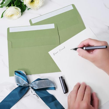 70 Packs A4 Envelopes, White, 4x6 Photo, Self Seal for Invitations, Weddings, Baby Shower, Photos, Postcards, Greeting Cards, Mailing (Sage Green, A4 (4.72x6.50in)) - color: Sage Green, size: 70 Pack A4 (4.72x6.50in) Envelopes