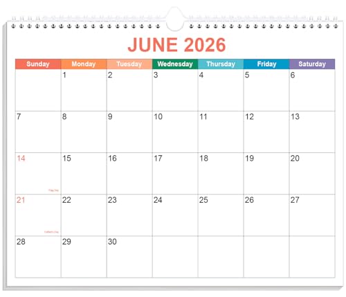 Calendar 2026-2027, Wall Calendar 2026-2027 from June 2026 - December 2027, 19 Months Calendar with Premium Paper, Twin-Wire Binding & Hanging Hook, 8.5" x 11", Colorful - color: Colorful, size: 8.5" x 11"