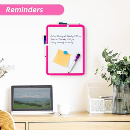 VUSIGN Small White Board Dry Erase, 8.5'' x 11'' Magnetic Dry Erase Board, Mini Whiteboard with Markers for Students, Fridge, Wall, Locker, Dark Pink - color: M- Dark Pink