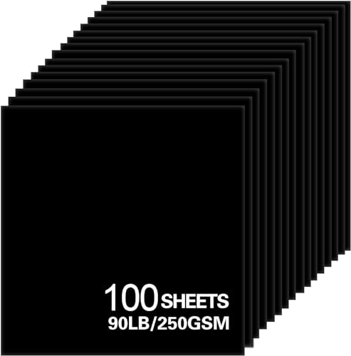 100Sheets Black Cardstock Paper, 12x12 Card stock for Cricut, Thick Construction Paper for Card Making, Scrapbooking, Craft 90 lb / 250 gsm - color: Black