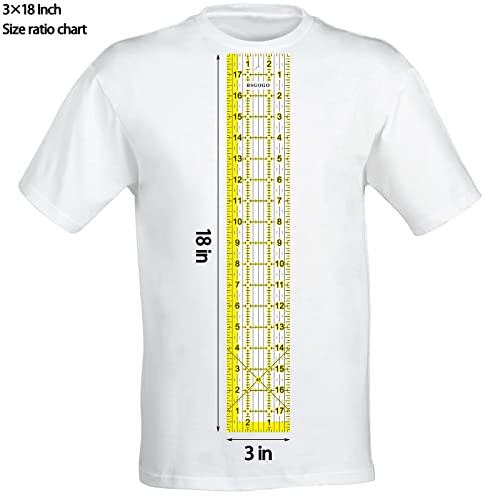Acrylic Ruler 7 Piece Set, Non Slip Rings 50 Pieces, Quilting Rulers, Size (6"x24"), (2"x24"), (3"x18"), (3"x8"), (1.5"x12"), (1"x12"), (1"x6") (Yellow-7 Piece Set) - color: Yellow-7 piece set
