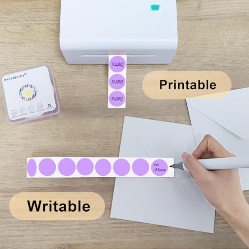 1 Inch Round Thermal Sticker Labels,Color Dot Stickers,Label Stickers,Waterproof,Oil Proof,for Thermal Printers,DIY,Office,Retail,Home and Warehouse Organization(Light Purple,1000 Pcs) - color: Light Purple