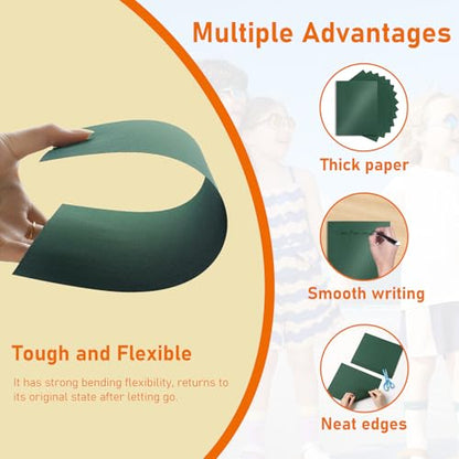 Guakicae 28 Sheets Dark Green Shimmer Cardstock 8.5 x 11 Craft Paper, 250gsm/92lb Heavyweight Glossy Paper Card Stock for Wedding, School, Greeting Cards, Making Cards, Office Printing - color: Green, size: 28 Sheets