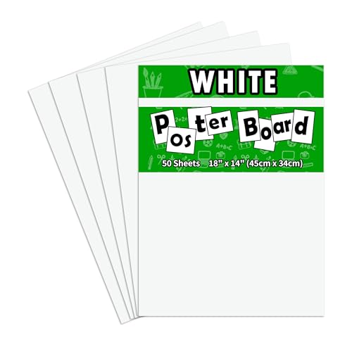 pmybupo 50Pcs White Poster Board,14inx18in White Poster Paper Blank Graphic Display Board Poster Board Bulk for School Arts,Classroom Crafts - style: 14*18 50PC
