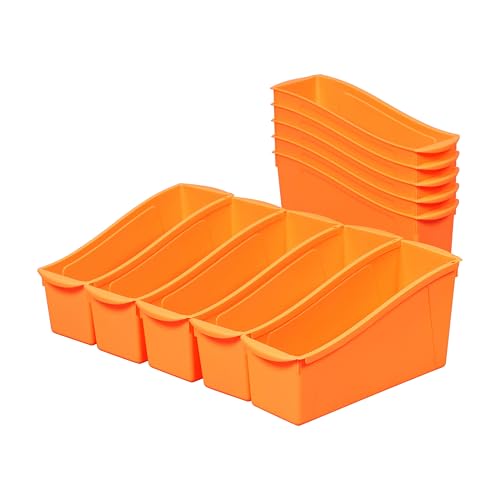 ECR4Kids Linking Plastic Storage Book Bin, Multipurpose Organization, Neon Orange, 10-Piece - color: Neon Orange