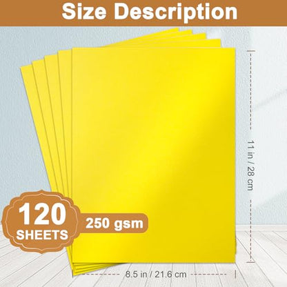 Silunkia 120 Sheets Solar Yellow Shimmer Cardstock 8.5 x 11 Crafts Paper, 250gsm/92lb Premium Glossy Paper Card Stock for Cards Making, Greeting Cards, Wedding Invitations, Menus - color: Yellow, size: 120 Sheets