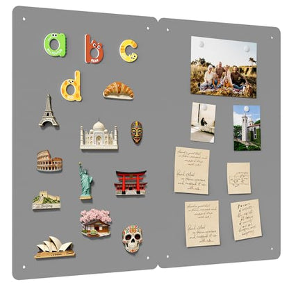 2 Pack Magnetic Board for Wall, 17.5" x 11.4" Magnet Bulletin Memo Board, Metal Sheets to Display Magnetic Letter Number Souvenir, Notes, Poetry, Photos, Silver - color: Silver