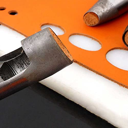 Junetree Leather Hole Punch Cutter Set: 5/6/7/8/10mm Steel, 5pcs, Manual, Oval Round Hollow, Leather Watch Bands, Belts, Canvas, Paper, Plastics - color: Ovals_5pcs