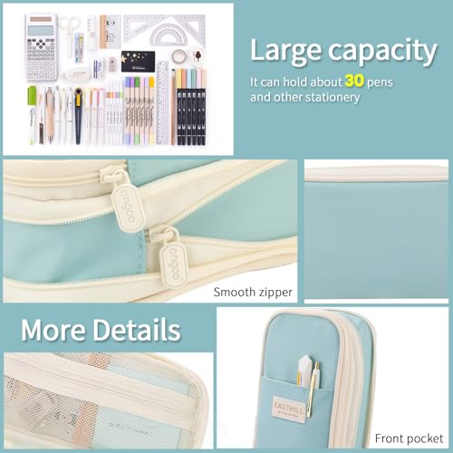 EASTHILL Big Capacity Pencil Case Large Pencil Pouch Stationery Pen Bag for Teen Girls-Blue - color: Blue