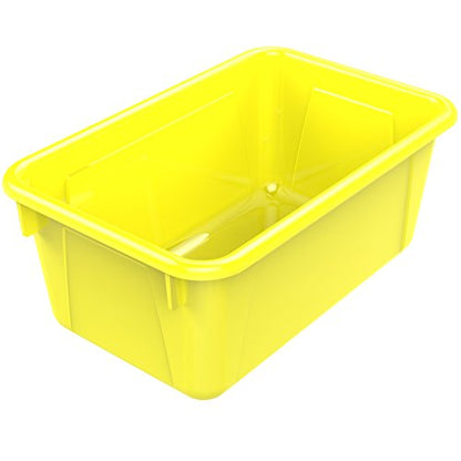 Storex Small Cubby Bins, Pack of 5, 12.2 x 7.8 x 5.1 Inches, Yellow (62410U05C) - color: Yellow, style: Bin Only