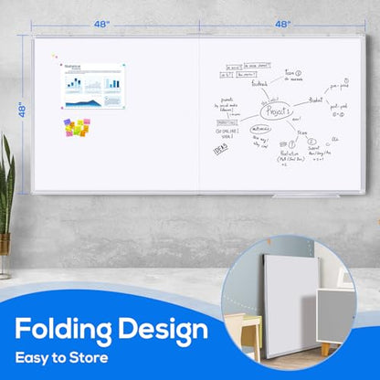 Magnetic Dry Erase Board 96 x 48 inches, Maxtek 4" x 8" Whiteboard for Wall, Large White Board Dry Erase Foldable Wall-Mounted Aluminum Frame Erase Board with Marker Tray for Office Home and School - size: 96"W x 48"H, style: Style B