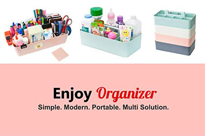 Enjoy Office Desk Storage Organizer 8 compartments Box DIY Box Remote Cosmetic Holder Pen Pencil Stationery Basket -Made In USA - color: Indie Pink