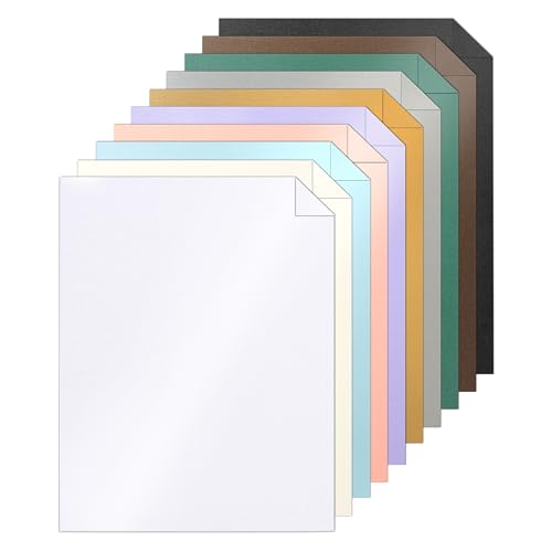Silunkia 40 Sheets 10 Colors Shimmer Cardstock 8.5 x 11 Crafts Paper, 75lb Premium Card Stock Cutting Paper for DIY Cards Making, Greeting Cards, Invitations, Birthday, Recipe, Drawing - color: Multicolor, size: 40 Sheets