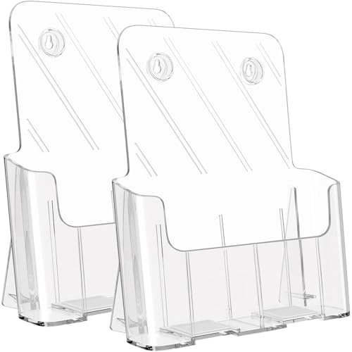 KTRIO Acrylic Brochure Holder 8.5 x 11, 2 Pack Literature Display Stand | Desktop/Wall-Mount, Clear Plastic Flyers Holder Fits 8.5" Wide Magazines, Pamphlets, Documents, Booklets, Journals, Menus - size: 8.5" x 11", style: 2 Pack