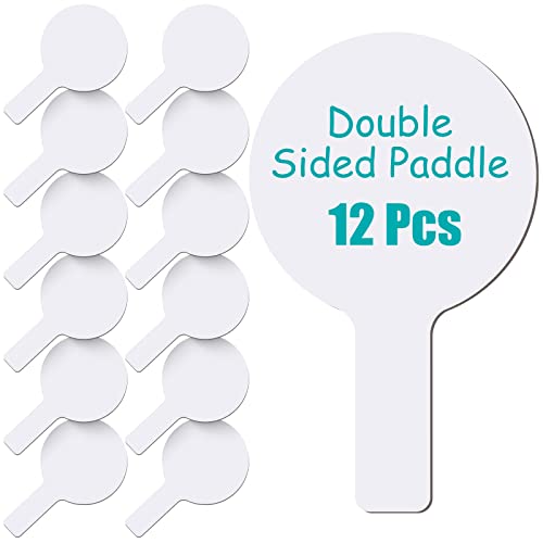 Zhehao 12 Pieces Dry Erase Answer Paddles Auction Paddles Bulk DIY Double Sided Mini Handheld Dry Erase Answer White Board Signs Auction for Students Teachers Classroom Voting Games Party