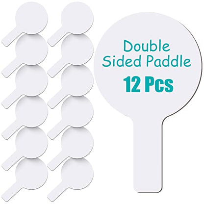 Zhehao 12 Pieces Dry Erase Answer Paddles Auction Paddles Bulk DIY Double Sided Mini Handheld Dry Erase Answer White Board Signs Auction for Students Teachers Classroom Voting Games Party
