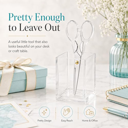 Aesthetic Clear Acrylic Scissors, 6.3" Craft Shears with Sharp Stainless Steel Blades for Home Office & School, Cute Stationery Tools for Bullet Journaling, Scrapbooking & Gift Wrapping - color: Transparent