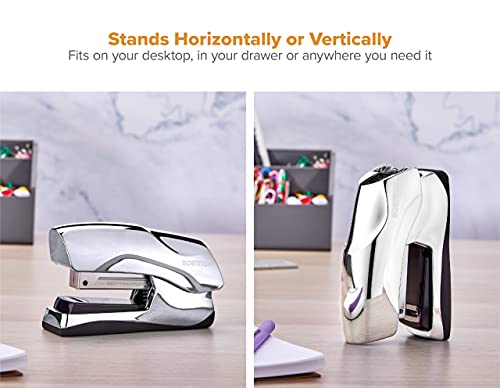 Bostitch Office Heavy Duty Stapler, 40 Sheet Capacity, No Jam, Half Strip, Fits into the Palm of Your Hand, For Classroom, Office or Desk, Chrome - color: Chrome, style: Compact