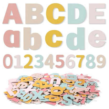 Breling 310 Pieces Felt Letter Bulletin Board Letters Sticker with Number 2" Bulk Self Adhesive ABC Upper Lowercase Sticky Letter for Xmas Gift Bulletin Board Classroom(Boho Color) - color: Boho Color